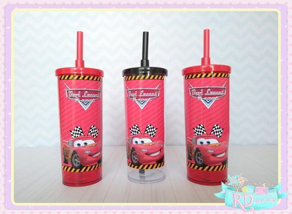 Copo Long Drink com Tampa Carros