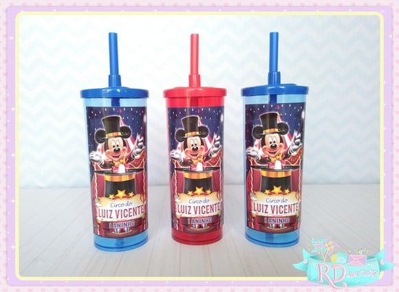 Copo Long Drink com Tampa Circo do Mickey