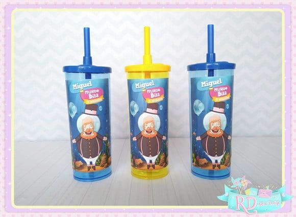 Copo Long Drink com Tampa Fundo do Mar Bita