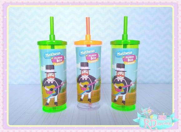 Copo Long Drink com Tampa Fazendinha do Bita