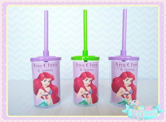 Copo Short Drink com Tampa A Pequena Sereia