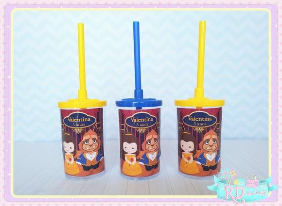 Copo Short Drink com Tampa A Bela e a Fera Cute