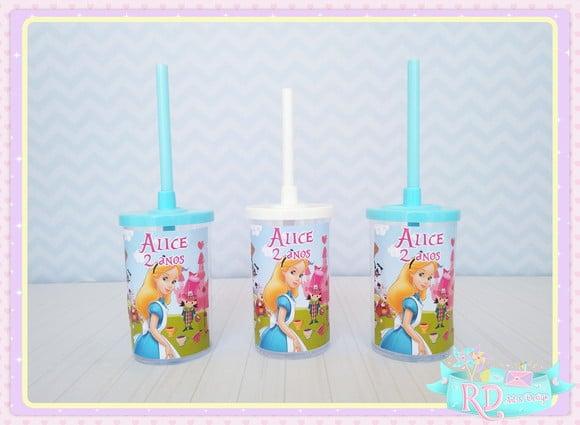 Copo Short Drink com Tampa Alice no País das Maravilhas