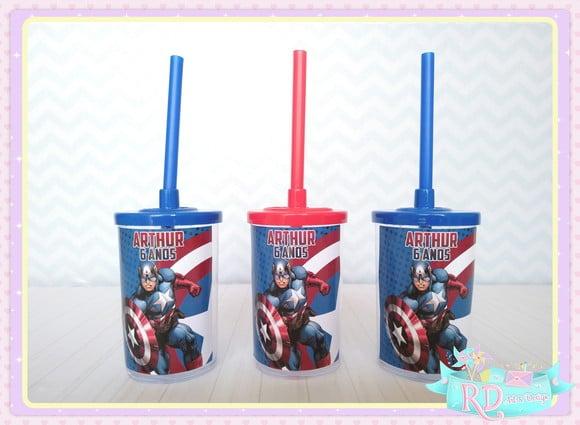 Copo Short Drink com Tampa Capitão América