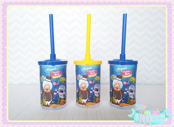 Copo Short Drink com Tampa Fundo do Mar Bita