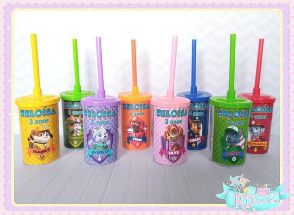 Copo Short Drink com Tampa Patrulha Canina
