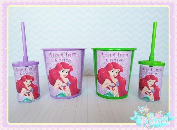 Kit Baldinho e Copo Short Drink A Pequena Sereia
