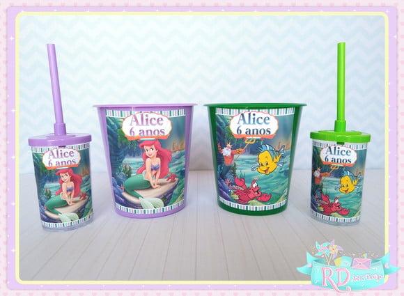 Kit Baldinho e Copo Short Drink A Pequena Sereia