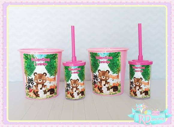 Kit Baldinho E Copo Short Drink Bosque Encantado