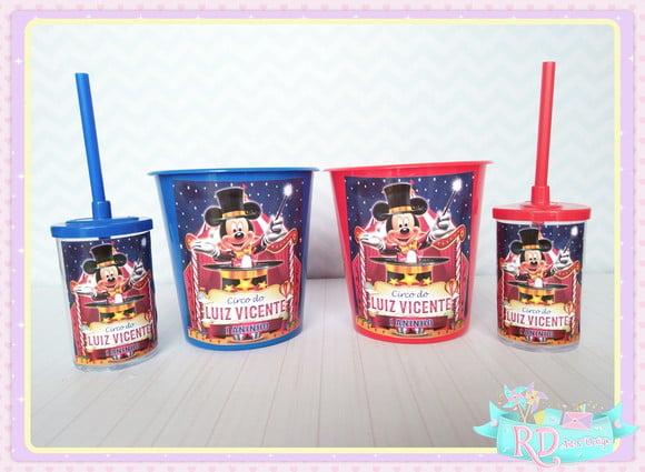 Kit Baldinho e Copo Short Drink Circo do Mickey