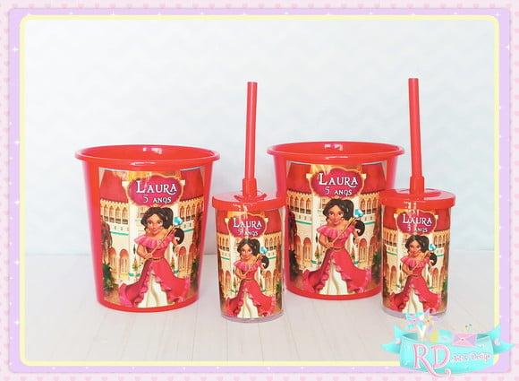 Kit Baldinho e Copo Short Drink Elena de Avalor