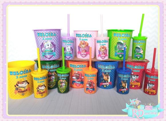 Kit Baldinho e Copo Short Drink Patrulha Canina