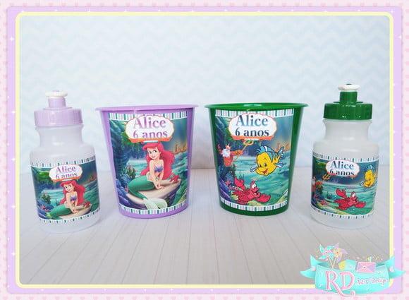 Kit Baldinho e Squeeze A Pequena Sereia