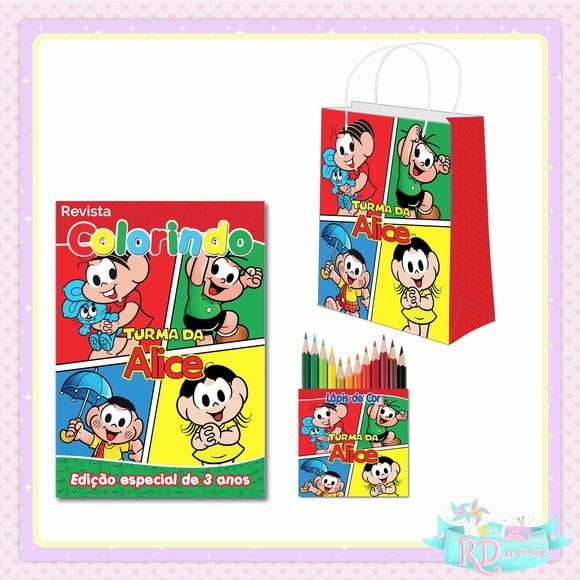 Kit Colorir com Lápis de Cor e Sacolinha Turma da Mônica