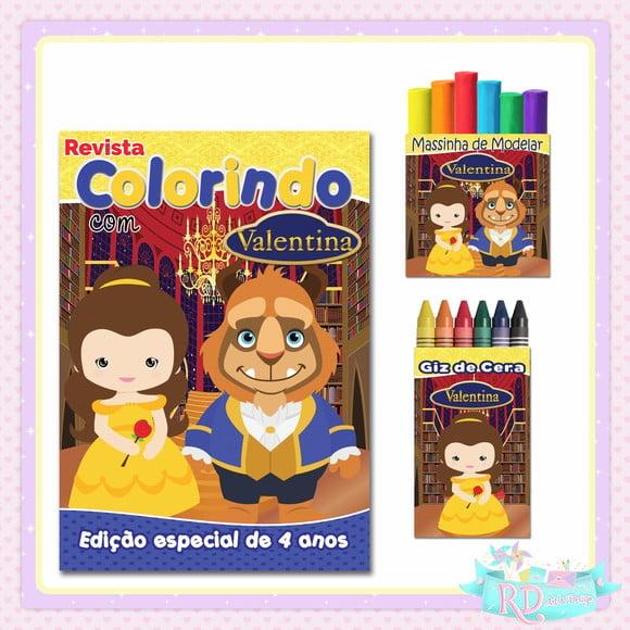 Kit Colorir com Massinha A Bela e a Fera Cute