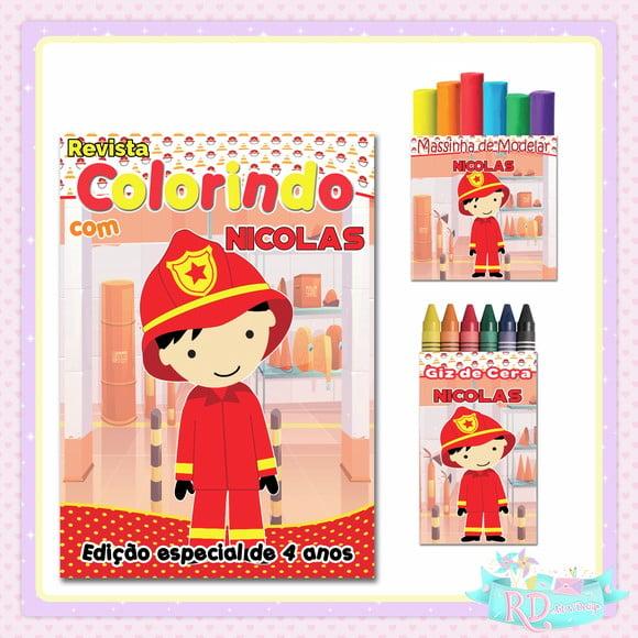 Kit Colorir com Massinha Bombeiro