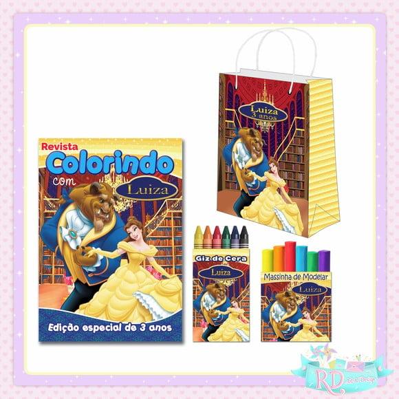 Kit Colorir com Massinha e Sacolinha A Bela e a Fera
