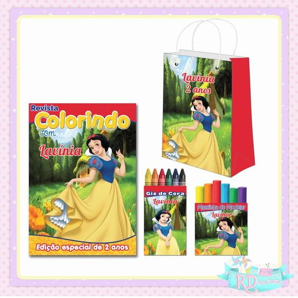 Kit Colorir com Massinha e Sacolinha Branca de Neve