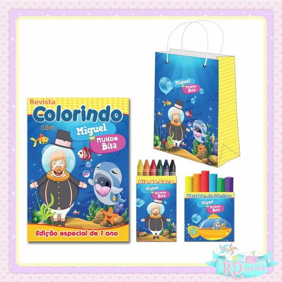 Kit Colorir com Massinha e Sacolinha Bita Fundo do Mar