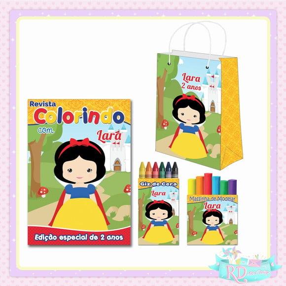 Kit Colorir com Massinha e Sacolinha Branca de Neve Cute