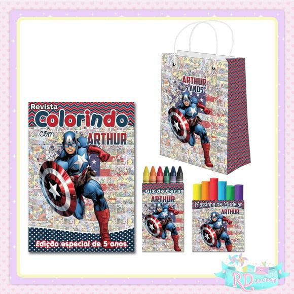 Kit Colorir com Massinha e Sacolinha Capitão América