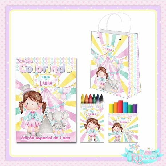 Kit Colorir com Massinha e Sacolinha Circo Rosa