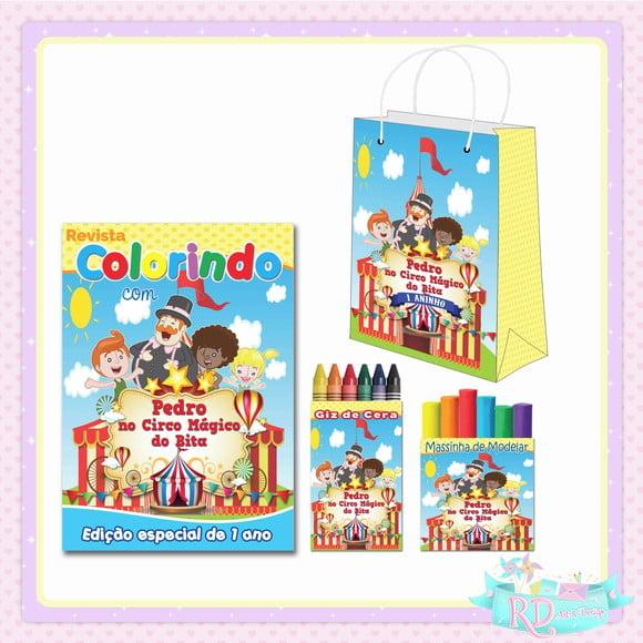 Kit Colorir com Massinha e Sacolinha Circo do Bita