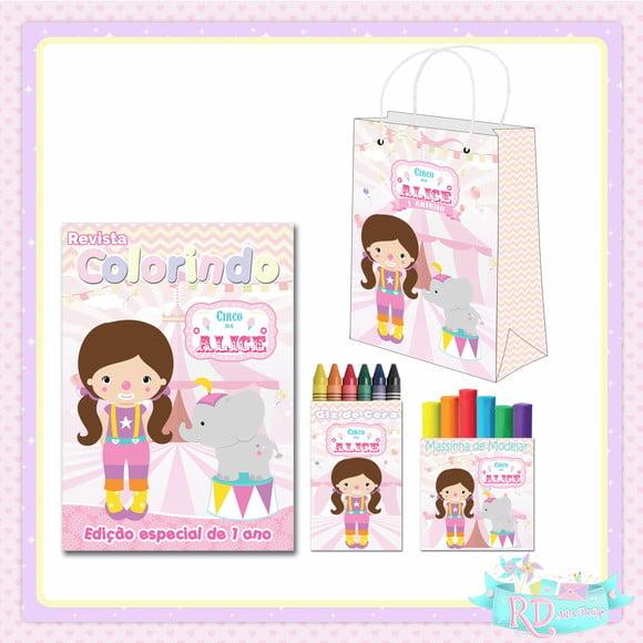 Kit Colorir com Massinha e Sacolinha Circo Rosa