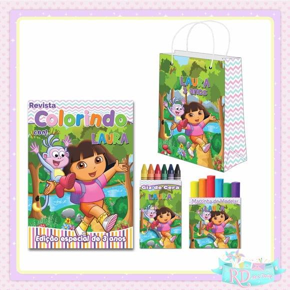 Kit Colorir com Massinha e Sacolinha Dora Aventureira