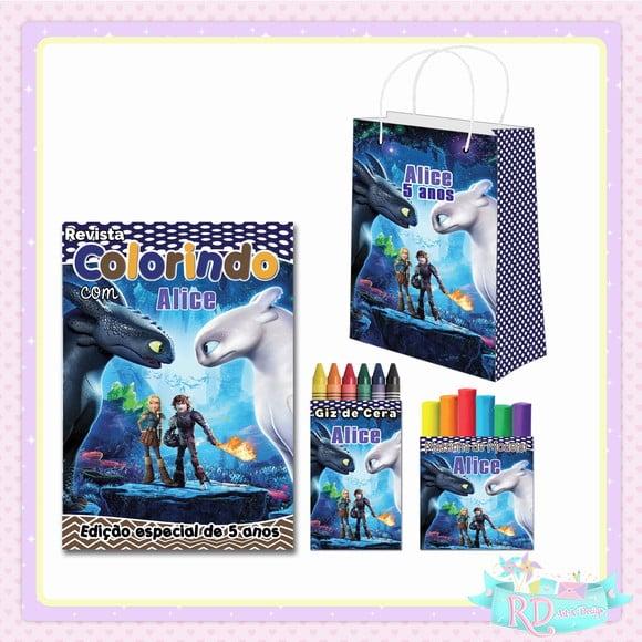 Kit Colorir com Massinha e Sacolinha Como Treinar seu Dragão
