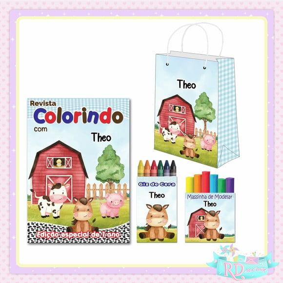 Kit Colorir com Massinha e Sacolinha Fazendinha