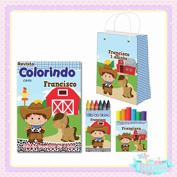 Kit Colorir com Massinha e Sacolinha Fazendinha
