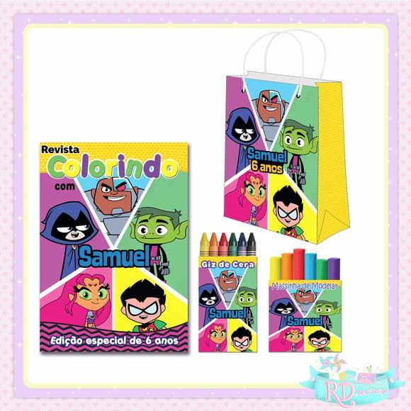 Kit Colorir com Massinha e Sacolinha Jovens Titans