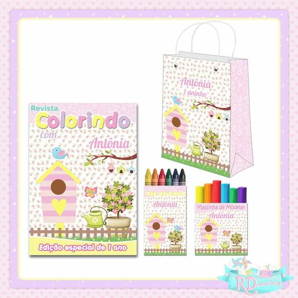 Kit Colorir com Massinha e Sacolinha Jardim Encantado