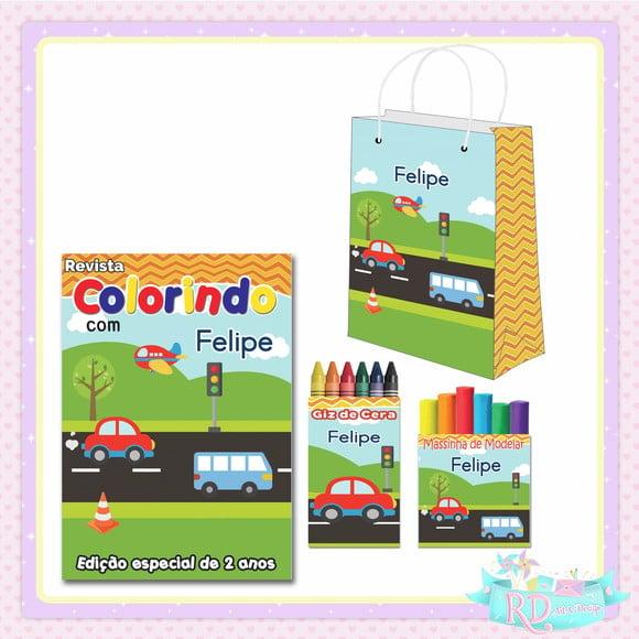 Kit Colorir com Massinha e Sacolinha Meio de Transporte