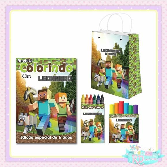 Kit Colorir com Massinha e Sacolinha Minecraft