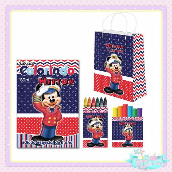 Kit Colorir com Massinha e Sacolinha Mickey Marinheiro
