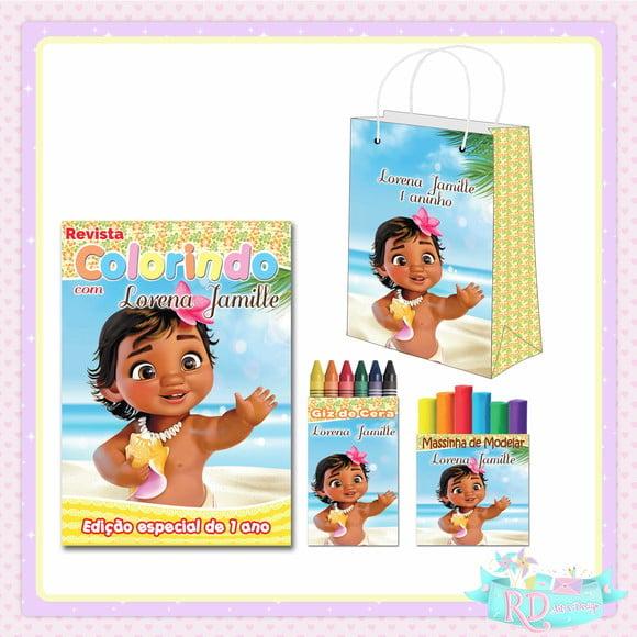 Kit Colorir com Massinha e Sacolinha Moana Baby