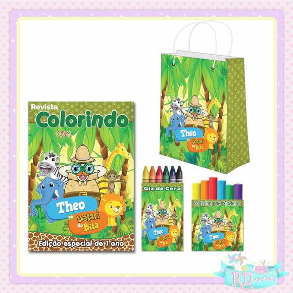 Kit Colorir com Massinha e Sacolinha Safari do Bita
