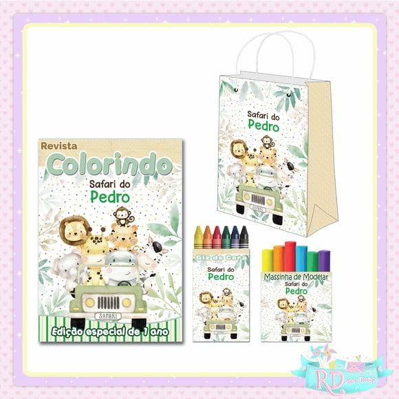 Kit Colorir com Massinha e Sacolinha Safari