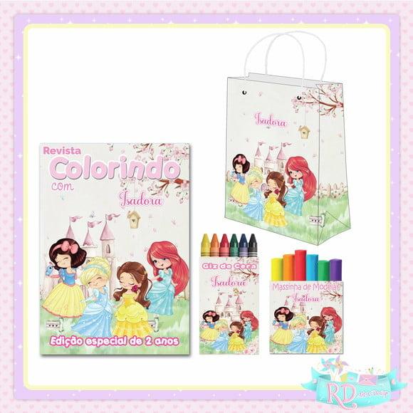 Kit Colorir com Massinha e Sacolinha Princesas