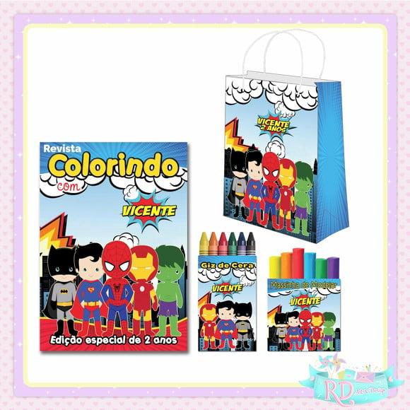 Kit Colorir com Massinha e Sacolinha Super Herói Cute