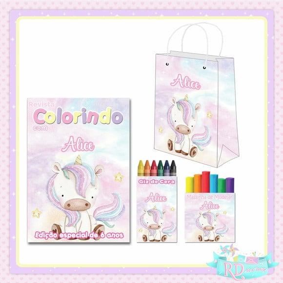 Kit Colorir com Massinha e Sacolinha Unicórnio