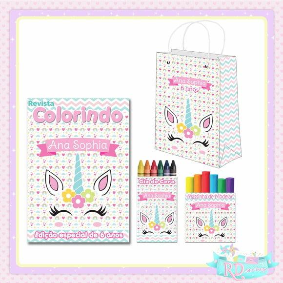 Kit Colorir com Massinha e Sacolinha Unicórnio