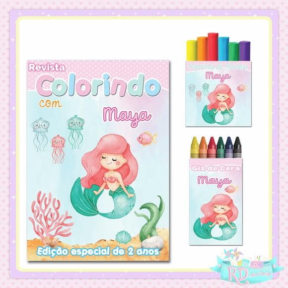 Kit Colorir com Massinha Fundo do Mar Rosa