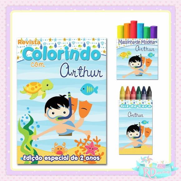 Kit Colorir com Massinha Fundo do Mar