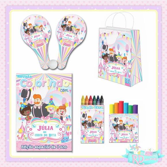 Kit Colorir com Massinha Sacola e Raquete Circo do Bita Rosa