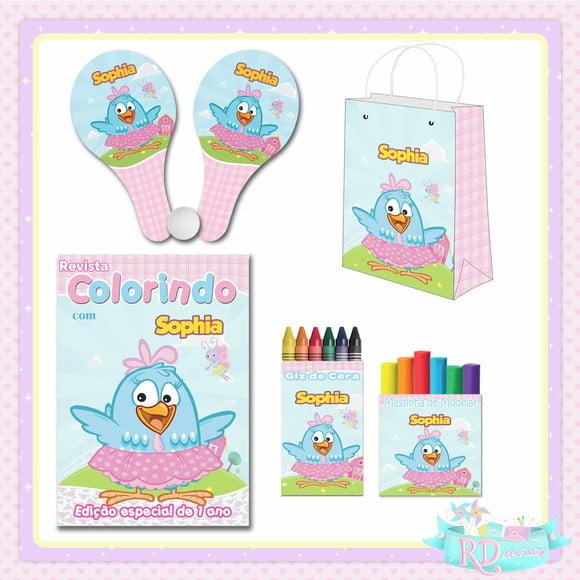Kit Colorir com Massinha Sacola e Raquete Galinha Pintadinha