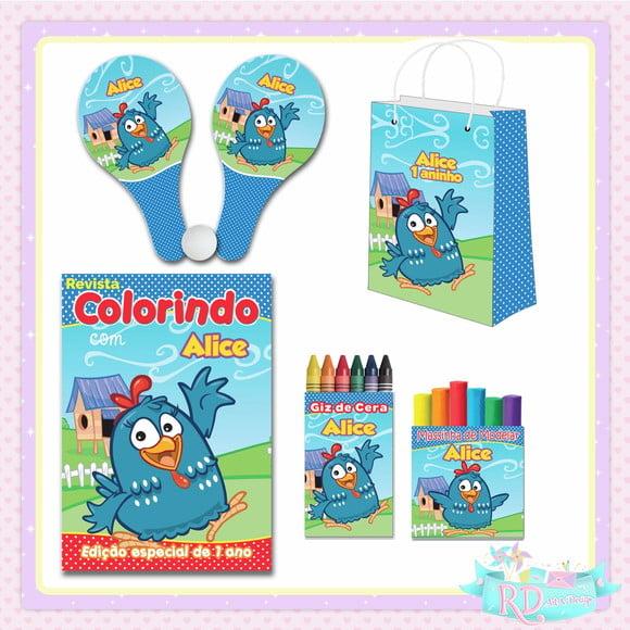 Kit Colorir com Massinha Sacola e Raquete Galinha Pintadinha