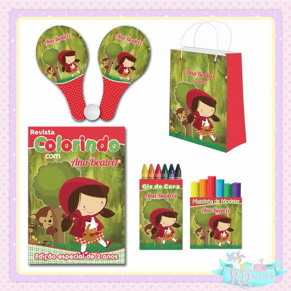 Kit Colorir com Massinha Sacola Raquete Chapeuzinho Vermelho